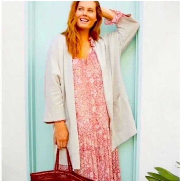 Donni Women's Gray Beige Long‎ Sleeve Cardigan Open Front Casual Lightweight OS - Picture 9 of 9